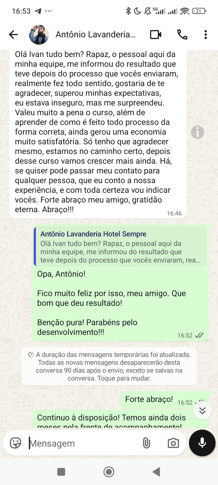 Depoimento de Antônio sobre o treinamento da Spuma Academy